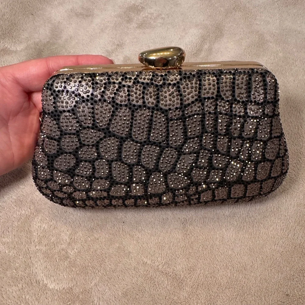 Rhinestone‎ Croc Clutch Evening Bag Luxe Wedding Guest Party Formal Chic